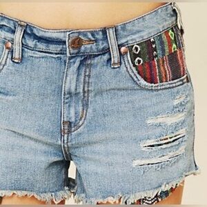 Free People Tribal Denim Cutoff Shorts Size 26